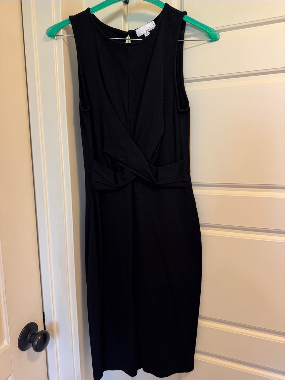 Ten Sixty Sherman Black Sleeveless Twist-Front Midi Dress